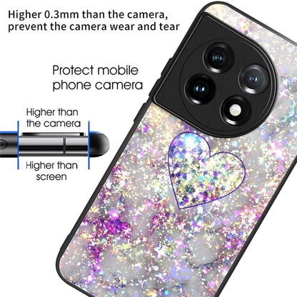 For OnePlus Ace 3 5G / 12R 5G Case Pattern Print TPU Frame Tempered Glass Back Cover