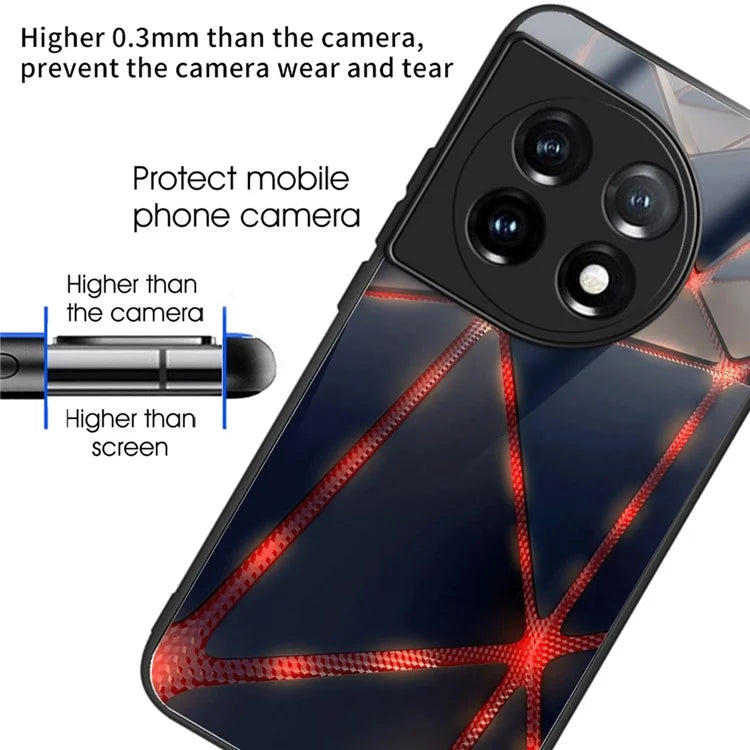 For OnePlus Ace 3 5G / 12R 5G Case Pattern Print TPU Frame Tempered Glass Back Cover