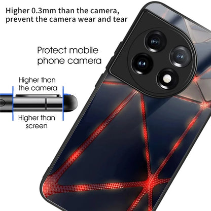 For OnePlus Ace 3 5G / 12R 5G Case Pattern Print TPU Frame Tempered Glass Back Cover