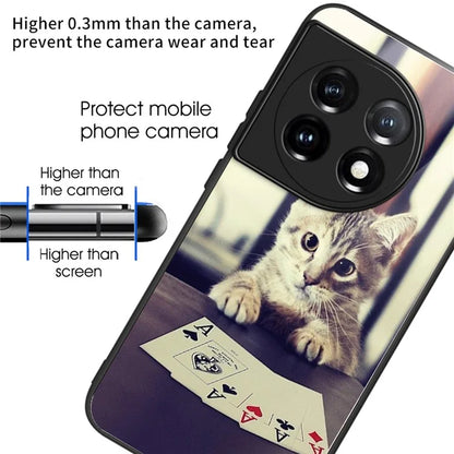 For OnePlus Ace 3 5G / 12R 5G Case Pattern Print TPU Frame Tempered Glass Back Cover