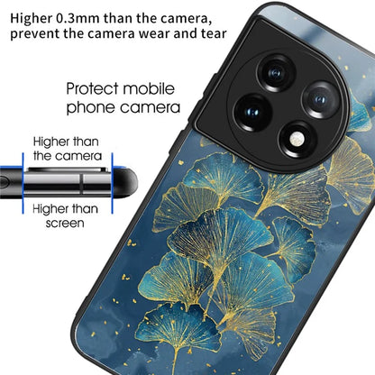 For OnePlus Ace 3 5G / 12R 5G Case Pattern Print TPU Frame Tempered Glass Back Cover