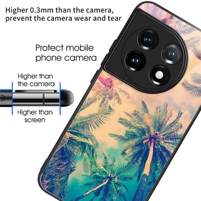 For OnePlus Ace 3 5G / 12R 5G Case Pattern Print TPU Frame Tempered Glass Back Cover