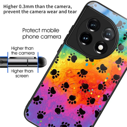 For OnePlus Ace 3 5G / 12R 5G Case Pattern Print TPU Frame Tempered Glass Back Cover