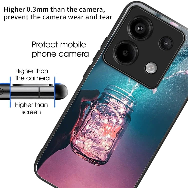 For Xiaomi Redmi Note 13 Pro 5G Shockproof Case Pattern Printed Tempered Glass TPU Phone Cover