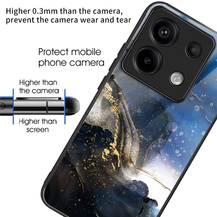 For Xiaomi Redmi Note 13 Pro 5G Shockproof Case Pattern Printed Tempered Glass TPU Phone Cover