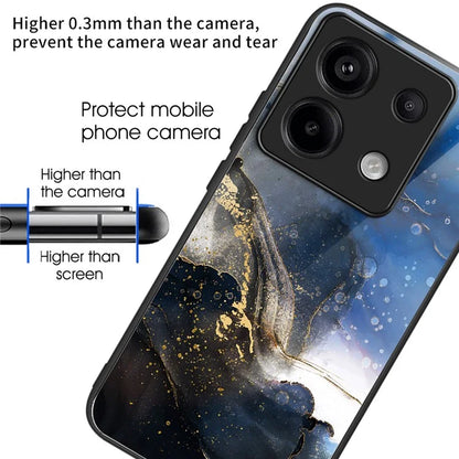 For Xiaomi Redmi Note 13 Pro 5G Shockproof Case Pattern Printed Tempered Glass TPU Phone Cover
