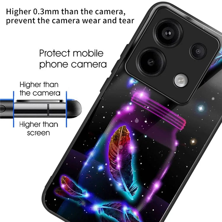For Xiaomi Redmi Note 13 Pro 5G Shockproof Case Pattern Printed Tempered Glass TPU Phone Cover