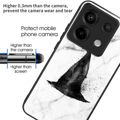 For Xiaomi Redmi Note 13 Pro 5G Shockproof Case Pattern Printed Tempered Glass TPU Phone Cover