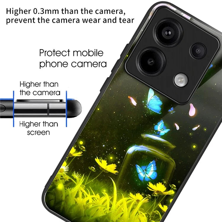 For Xiaomi Redmi Note 13 Pro 5G Shockproof Case Pattern Printed Tempered Glass TPU Phone Cover