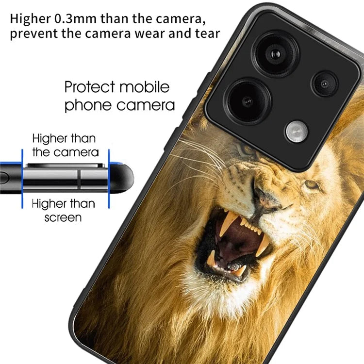 For Xiaomi Redmi Note 13 Pro 5G Shockproof Case Pattern Printed Tempered Glass TPU Phone Cover