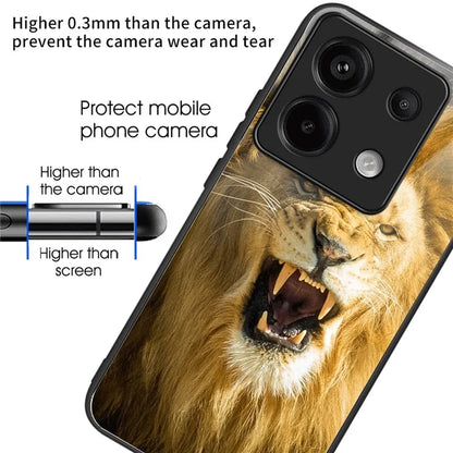 For Xiaomi Redmi Note 13 Pro 5G Shockproof Case Pattern Printed Tempered Glass TPU Phone Cover