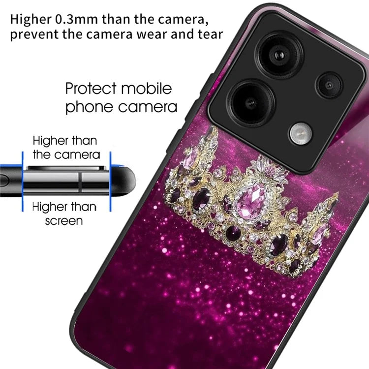 For Xiaomi Redmi Note 13 Pro 5G Shockproof Case Pattern Printed Tempered Glass TPU Phone Cover
