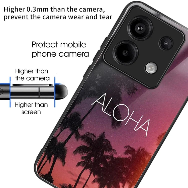 For Xiaomi Redmi Note 13 Pro 5G / Poco X6 5G Case Pattern Printing Tempered Glass TPU Phone Cover
