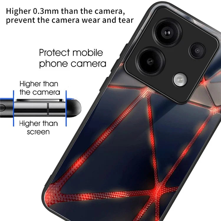 For Xiaomi Redmi Note 13 Pro 5G / Poco X6 5G Case Pattern Printing Tempered Glass TPU Phone Cover