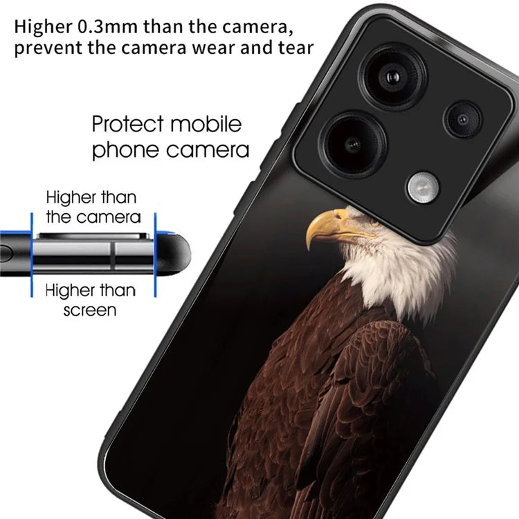 For Xiaomi Redmi Note 13 Pro 5G / Poco X6 5G Case Pattern Printing Tempered Glass TPU Phone Cover
