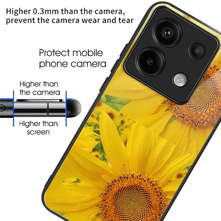 For Xiaomi Redmi Note 13 Pro 5G / Poco X6 5G Case Pattern Printing Tempered Glass TPU Phone Cover