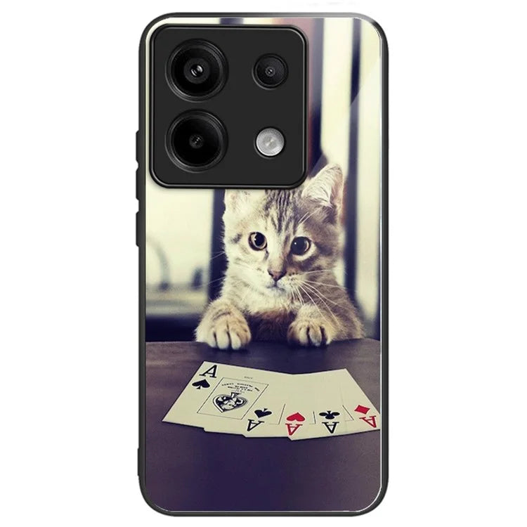 For Xiaomi Redmi Note 13 Pro 5G / Poco X6 5G Case Pattern Printing Tempered Glass TPU Phone Cover
