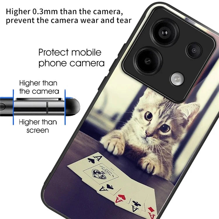 For Xiaomi Redmi Note 13 Pro 5G / Poco X6 5G Case Pattern Printing Tempered Glass TPU Phone Cover
