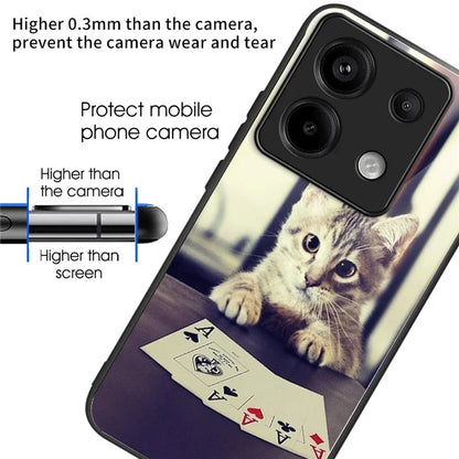 For Xiaomi Redmi Note 13 Pro 5G / Poco X6 5G Case Pattern Printing Tempered Glass TPU Phone Cover