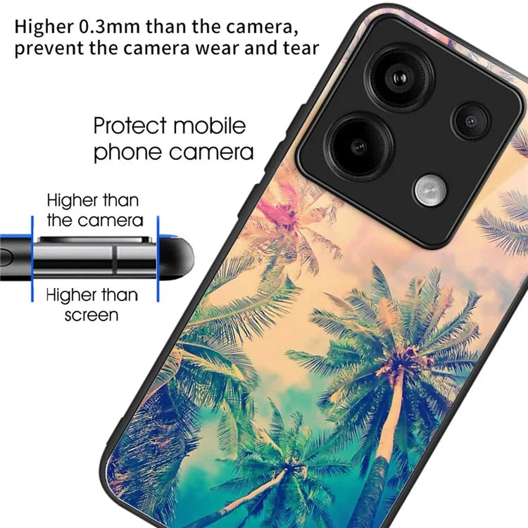 For Xiaomi Redmi Note 13 Pro 5G / Poco X6 5G Case Pattern Printing Tempered Glass TPU Phone Cover