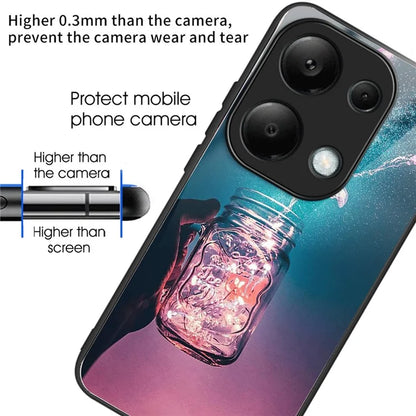 For Xiaomi Redmi Note 13 Pro 4G / Poco M6 Pro 4G Case Tempered Glass+TPU Pattern Scratchproof Phone Cover