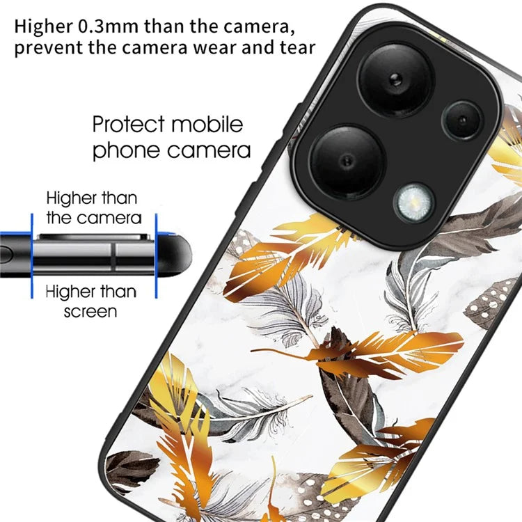 For Xiaomi Redmi Note 13 Pro 4G / Poco M6 Pro 4G Case Tempered Glass+TPU Pattern Scratchproof Phone Cover