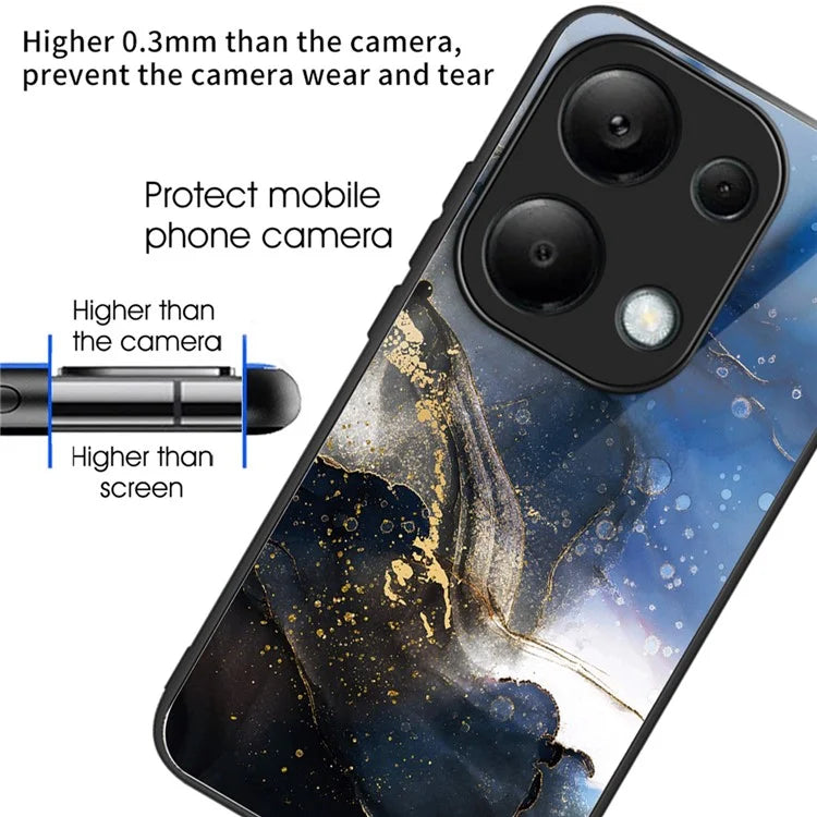 For Xiaomi Redmi Note 13 Pro 4G / Poco M6 Pro 4G Case Tempered Glass+TPU Pattern Scratchproof Phone Cover