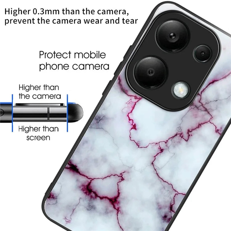 For Xiaomi Redmi Note 13 Pro 4G / Poco M6 Pro 4G Case Tempered Glass+TPU Pattern Scratchproof Phone Cover