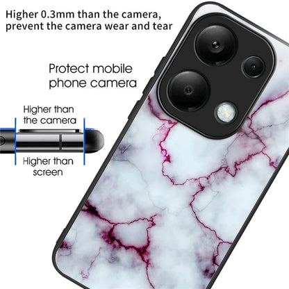 For Xiaomi Redmi Note 13 Pro 4G / Poco M6 Pro 4G Case Tempered Glass+TPU Pattern Scratchproof Phone Cover