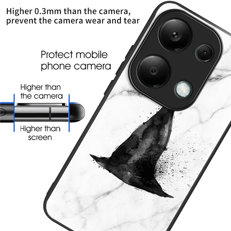 For Xiaomi Redmi Note 13 Pro 4G / Poco M6 Pro 4G Case Tempered Glass+TPU Pattern Scratchproof Phone Cover