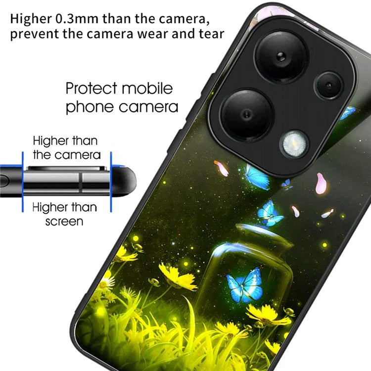 For Xiaomi Redmi Note 13 Pro 4G / Poco M6 Pro 4G Case Tempered Glass+TPU Pattern Scratchproof Phone Cover