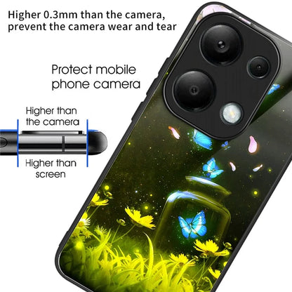 For Xiaomi Redmi Note 13 Pro 4G / Poco M6 Pro 4G Case Tempered Glass+TPU Pattern Scratchproof Phone Cover