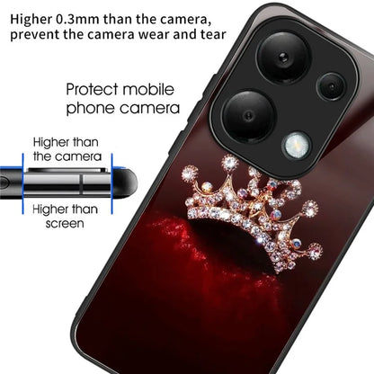 For Xiaomi Redmi Note 13 Pro 4G / Poco M6 Pro 4G Case Tempered Glass+TPU Pattern Scratchproof Phone Cover
