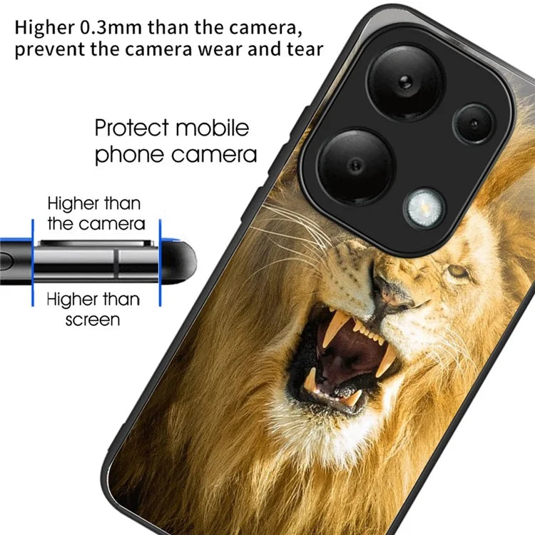 For Xiaomi Redmi Note 13 Pro 4G / Poco M6 Pro 4G Case Tempered Glass+TPU Pattern Scratchproof Phone Cover
