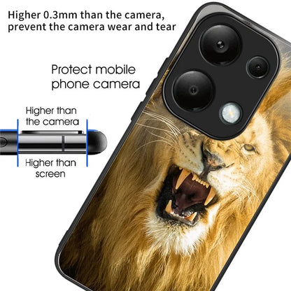 For Xiaomi Redmi Note 13 Pro 4G / Poco M6 Pro 4G Case Tempered Glass+TPU Pattern Scratchproof Phone Cover