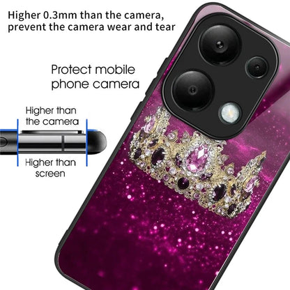 For Xiaomi Redmi Note 13 Pro 4G / Poco M6 Pro 4G Case Tempered Glass+TPU Pattern Scratchproof Phone Cover