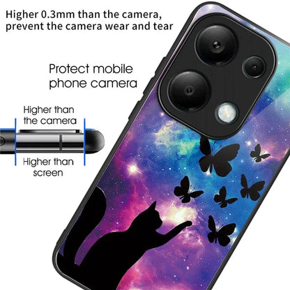 For Xiaomi Redmi Note 13 Pro 4G / Poco M6 Pro 4G Phone Case TPU+Tempered Glass Cover Pattern Print