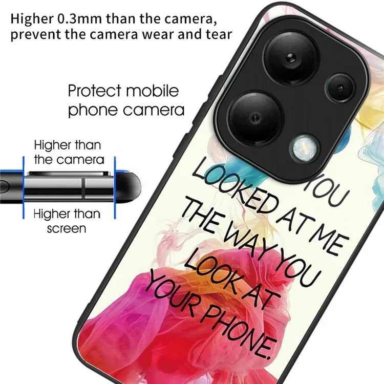For Xiaomi Redmi Note 13 Pro 4G / Poco M6 Pro 4G Phone Case TPU+Tempered Glass Cover Pattern Print