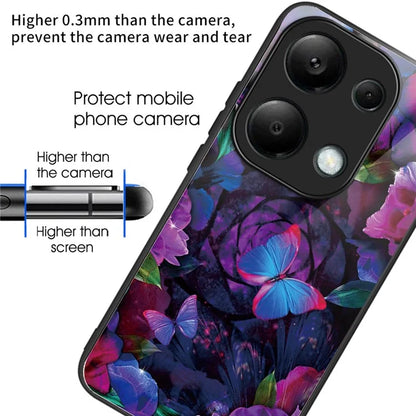 For Xiaomi Redmi Note 13 Pro 4G / Poco M6 Pro 4G Phone Case TPU+Tempered Glass Cover Pattern Print