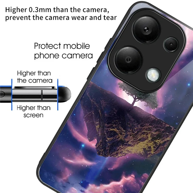 For Xiaomi Redmi Note 13 Pro 4G / Poco M6 Pro 4G Phone Case TPU+Tempered Glass Cover Pattern Print