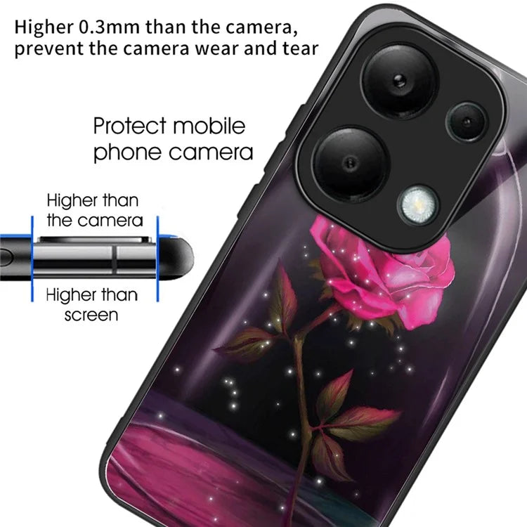 For Xiaomi Redmi Note 13 Pro 4G / Poco M6 Pro 4G Phone Case TPU+Tempered Glass Cover Pattern Print