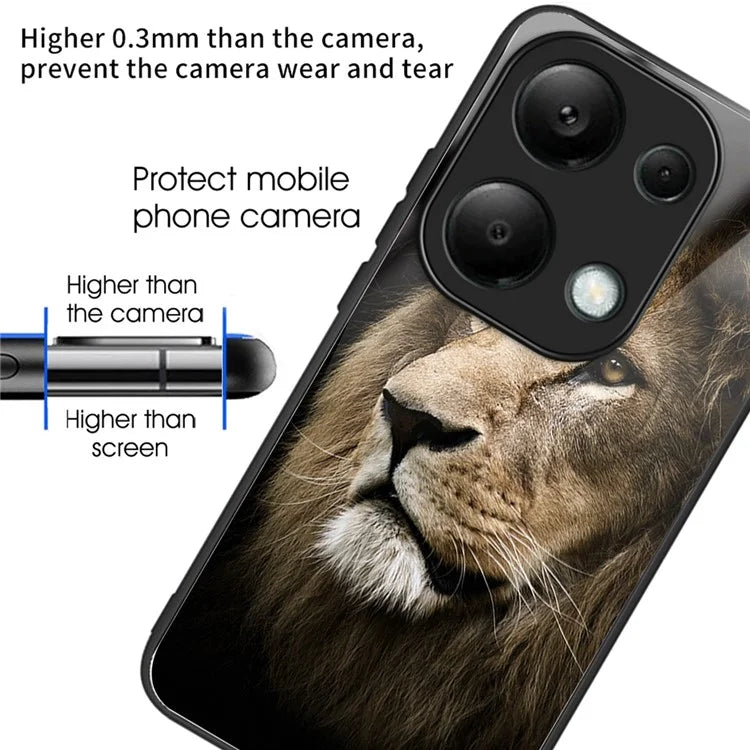 For Xiaomi Redmi Note 13 Pro 4G / Poco M6 Pro 4G Phone Case TPU+Tempered Glass Cover Pattern Print