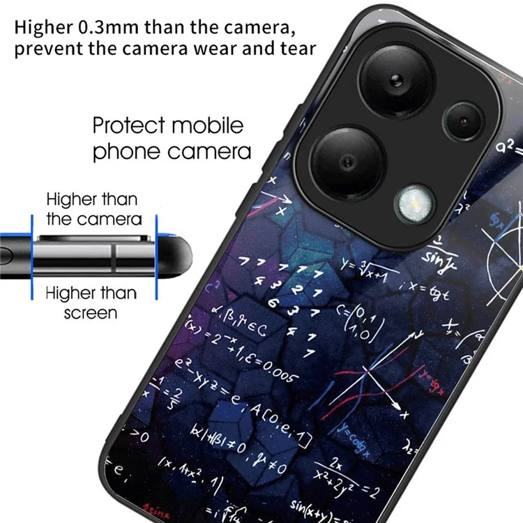 For Xiaomi Redmi Note 13 Pro 4G / Poco M6 Pro 4G Phone Case TPU+Tempered Glass Cover Pattern Print