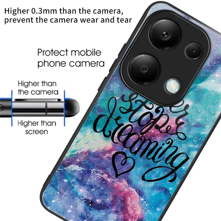 For Xiaomi Redmi Note 13 Pro 4G / Poco M6 Pro 4G Phone Case TPU+Tempered Glass Cover Pattern Print