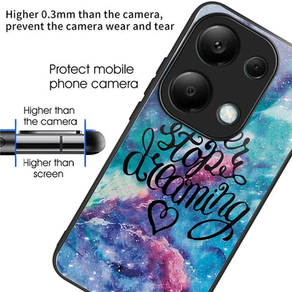 For Xiaomi Redmi Note 13 Pro 4G / Poco M6 Pro 4G Phone Case TPU+Tempered Glass Cover Pattern Print