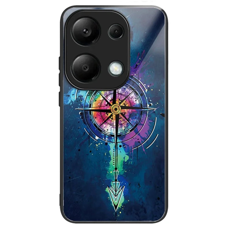 For Xiaomi Redmi Note 13 Pro 4G / Poco M6 Pro 4G Phone Case TPU+Tempered Glass Cover Pattern Print