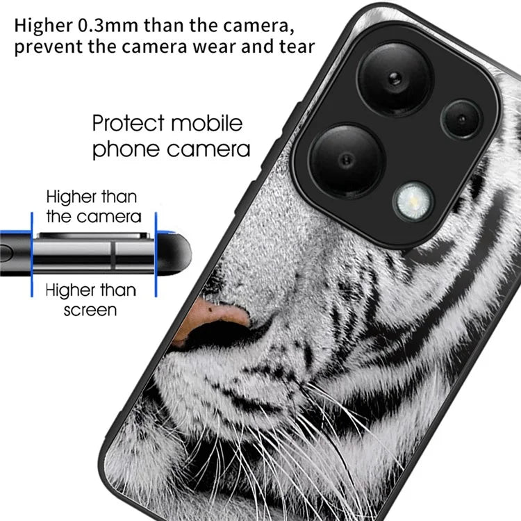 For Xiaomi Redmi Note 13 Pro 4G / Poco M6 Pro 4G Phone Case TPU+Tempered Glass Cover Pattern Print