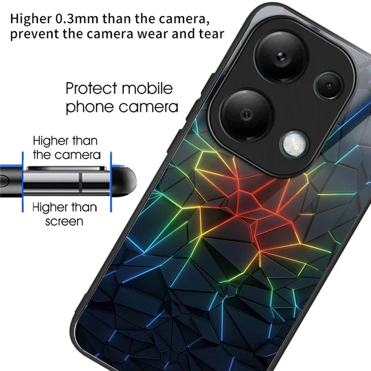 For Xiaomi Redmi Note 13 Pro 4G / Poco M6 Pro 4G Phone Case TPU+Tempered Glass Cover Pattern Print