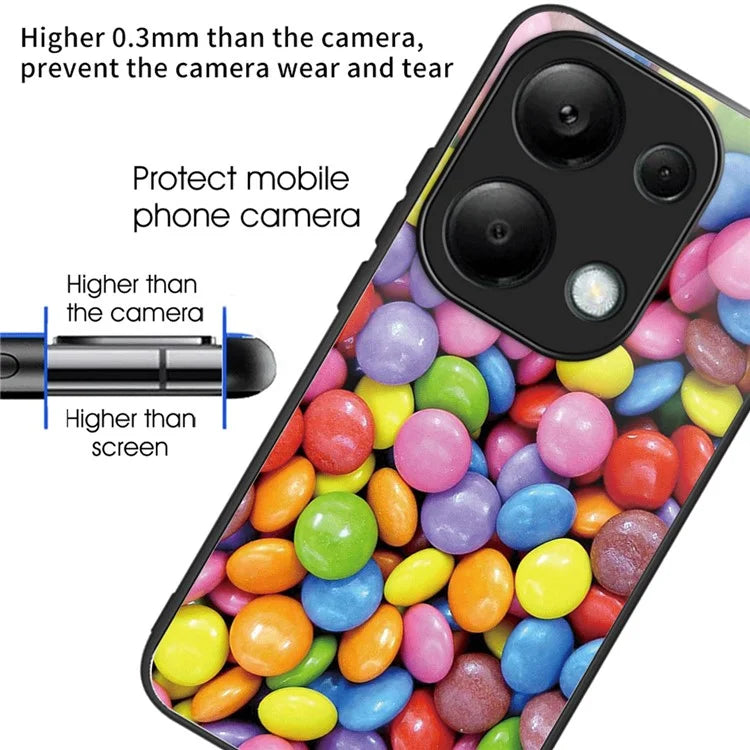 For Xiaomi Redmi Note 13 Pro 4G / Poco M6 Pro 4G Phone Case TPU+Tempered Glass Cover Pattern Print