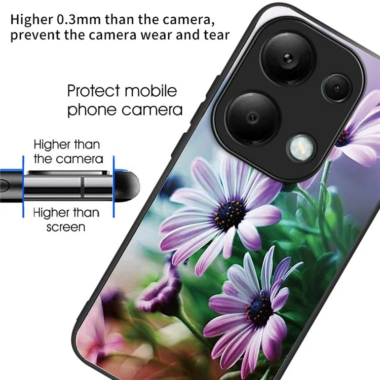 For Xiaomi Redmi Note 13 Pro 4G / Poco M6 Pro 4G Phone Case TPU+Tempered Glass Cover Pattern Print
